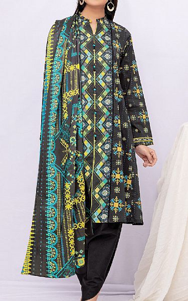 Edenrobe Dark Grey Khaddar Suit (2 Pcs) | Pakistani Dresses in USA- Image 1