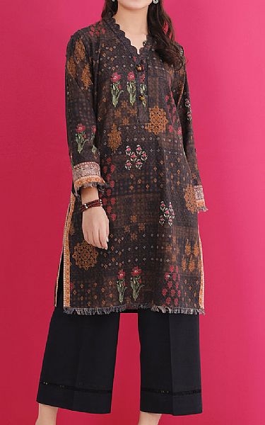 Edenrobe Black Khaddar Kurti | Pakistani Dresses in USA- Image 1