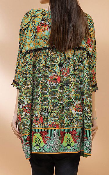 Edenrobe Parrot Green/Cyan Khaddar Kurti | Pakistani Dresses in USA- Image 2