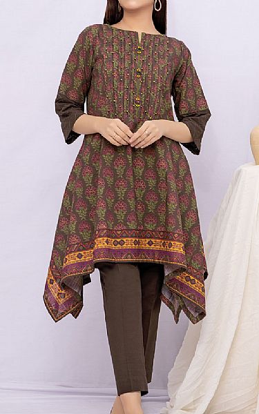 Edenrobe Coffee Brown Khaddar Kurti | Pakistani Dresses in USA- Image 1