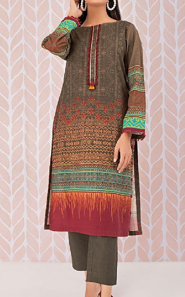 Edenrobe Umber Brown Khaddar Kurti | Pakistani Dresses in USA- Image 1