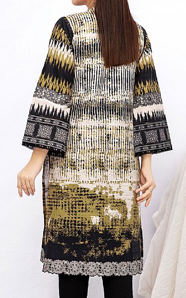 White/Black Khaddar Kurti | Edenrobe Pakistani Winter Dresses