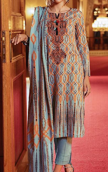 Edenrobe Sky Blue Khaddar Suit | Pakistani Dresses in USA- Image 1
