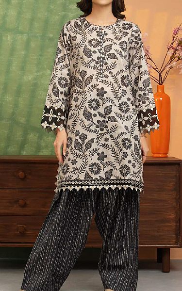 Edenrobe Beige/Black Lawn Suit (2 pcs) | Pakistani Lawn Dress in USA- Image 1