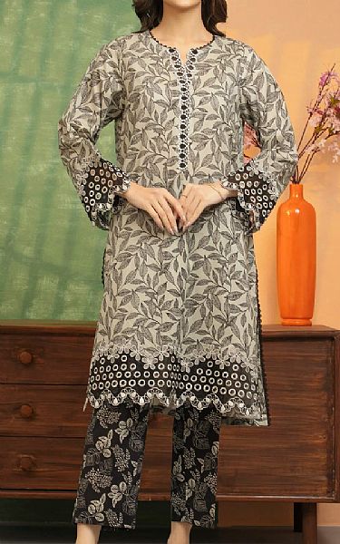 Edenrobe Grey/Black Lawn Suit (2 pcs) | Pakistani Lawn Dress in USA- Image 1