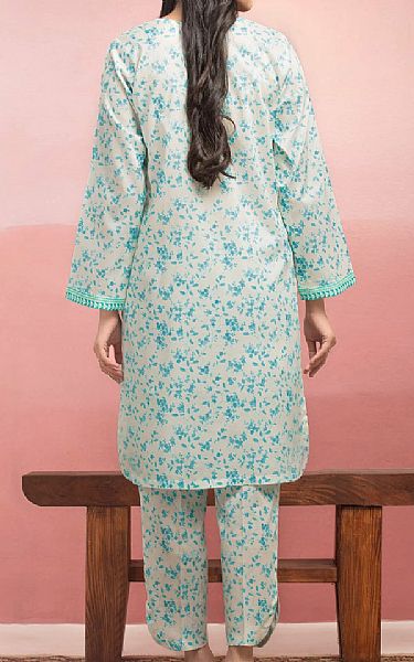 Edenrobe Off White/Aqua Lawn Suit (2 pcs) | Pakistani Lawn Dress in USA- Image 2