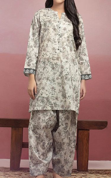 Edenrobe Beige Lawn Suit (2 pcs) | Pakistani Lawn Dress in USA- Image 1