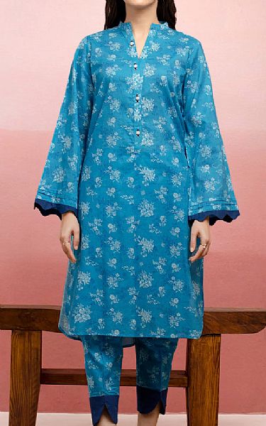 Edenrobe Curious Blue Lawn Suit (2 pcs) | Pakistani Lawn Dress in USA- Image 1