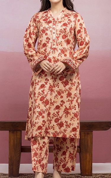 Edenrobe Peach Lawn Suit (2 pcs) | Pakistani Lawn Dress in USA- Image 1