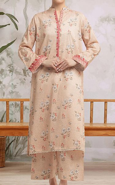 Edenrobe Peach Lawn Suit (2 pcs) | Pakistani Lawn Dress in USA- Image 1