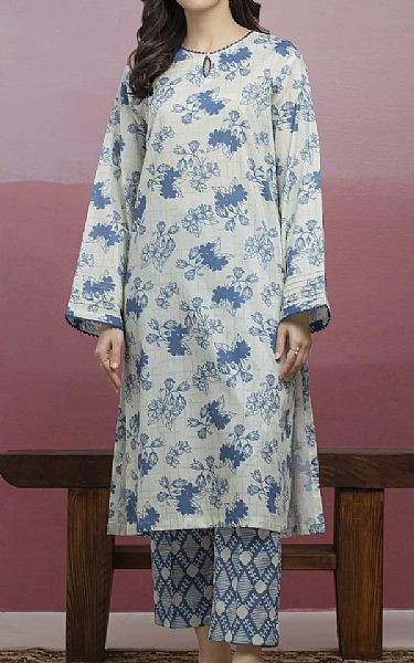 Edenrobe Off White/Slate Blue Lawn Suit (2 pcs) | Pakistani Lawn Dress in USA- Image 1