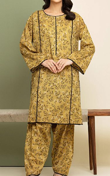 Edenrobe Mustard Lawn Suit (2 pcs) | Pakistani Lawn Dress in USA- Image 1