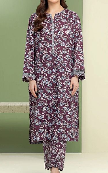 Edenrobe Plum Lawn Suit (2 pcs) | Pakistani Lawn Dress in USA- Image 1