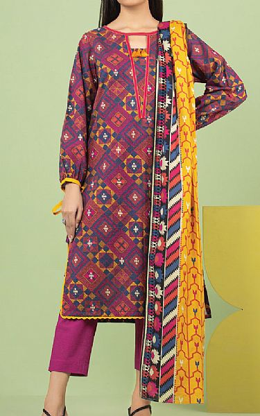 Edenrobe Magenta Lawn Suit | Pakistani Lawn Suits- Image 1