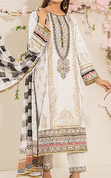 Edenrobe White Lawn Suit | Pakistani Dresses in USA- Image 1