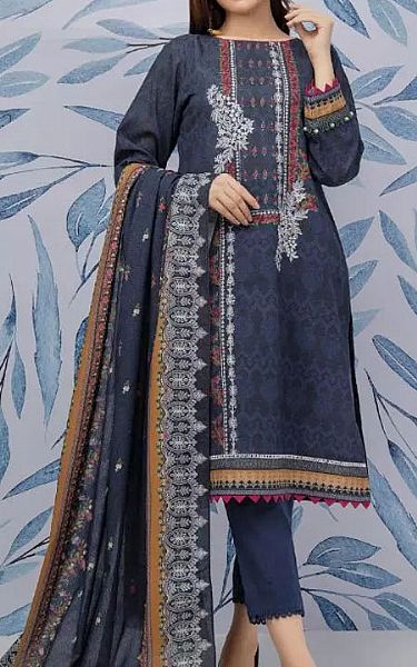 Edenrobe Navy Cotail Suit | Pakistani Winter Dresses- Image 1