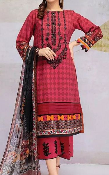 Edenrobe Crimson Khaddar Suit | Pakistani Winter Dresses- Image 1