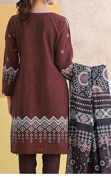 Edenrobe Redwood Brown Khaddar Suit | Pakistani Winter Dresses- Image 2