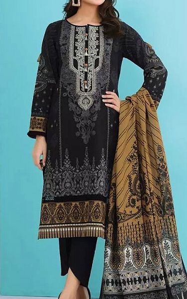 Edenrobe Black Khaddar Suit | Pakistani Winter Dresses- Image 1