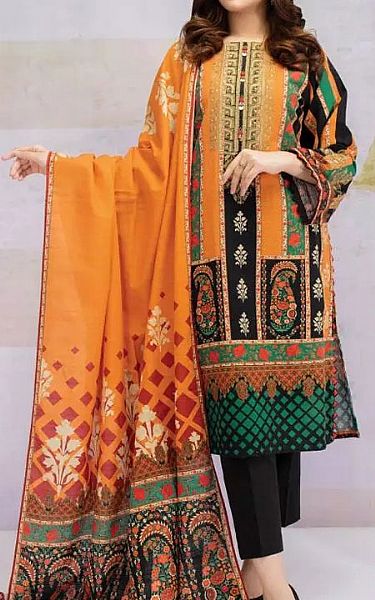 Edenrobe Safety Orange Khaddar Suit | Pakistani Winter Dresses- Image 1