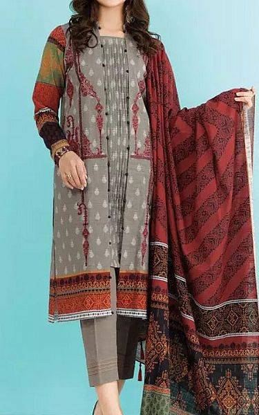 Edenrobe Grey Khaddar Suit | Pakistani Dresses in USA- Image 1