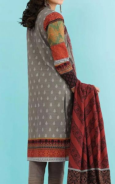 Edenrobe Grey Khaddar Suit | Pakistani Dresses in USA- Image 2