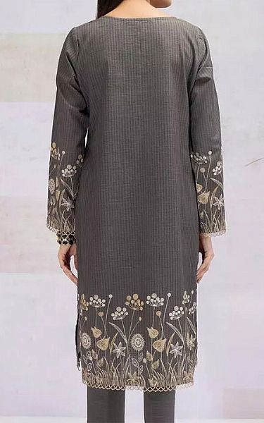 Edenrobe Dark Grey Khaddar Kurti | Pakistani Winter Dresses- Image 2