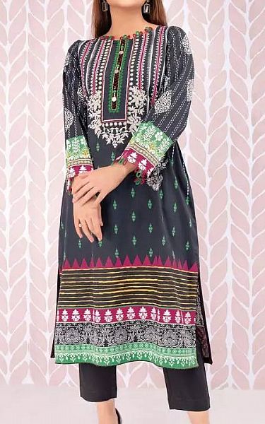 Edenrobe Charcoal Cotton Kurti | Pakistani Winter Dresses- Image 1