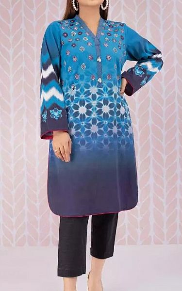 Edenrobe Turquoise Cotton Kurti | Pakistani Winter Dresses- Image 1