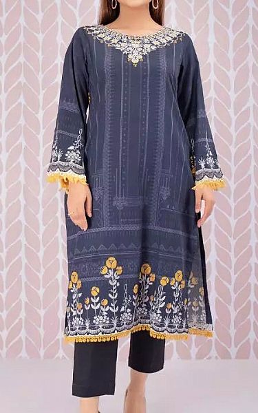 Edenrobe Navy Cotton Kurti | Pakistani Winter Dresses- Image 1