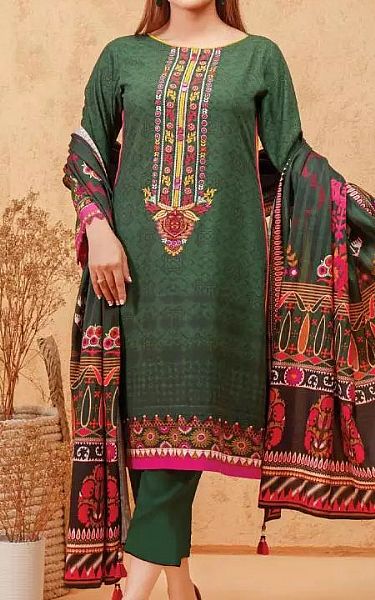 Edenrobe Hunter Green Viscose Suit | Pakistani Winter Dresses- Image 1