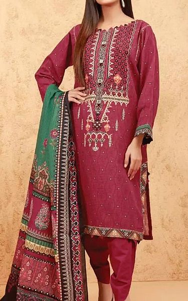 Edenrobe Crimson Khaddar Suit | Pakistani Winter Dresses- Image 1