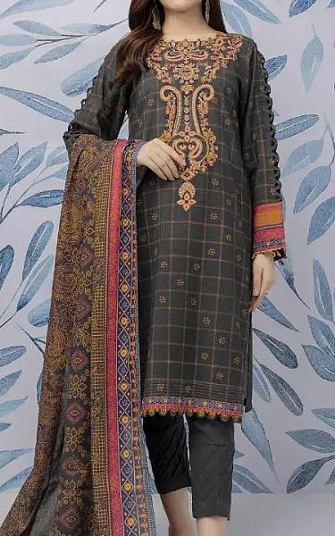 Edenrobe Dark Grey Marina Suit | Pakistani Winter Dresses- Image 1