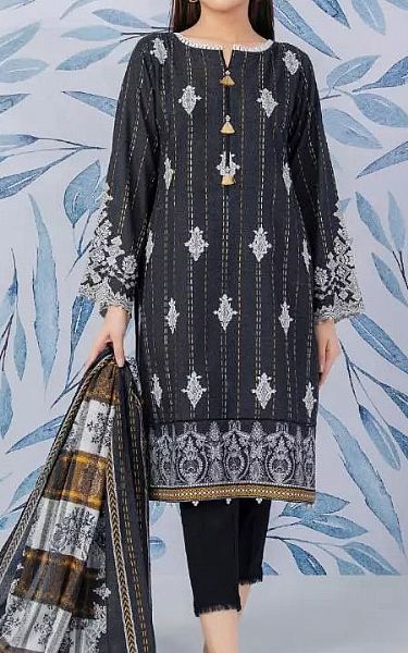 Edenrobe Black Marina Suit | Pakistani Winter Dresses- Image 1