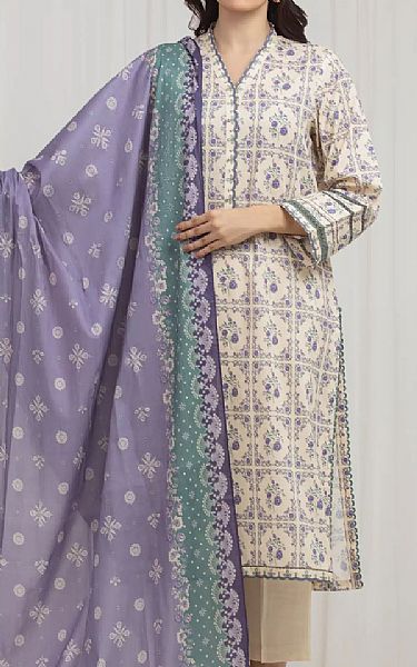 Edenrobe Ivory Lawn Suit | Pakistani Lawn Dress in USA- Image 1