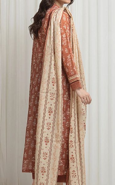 Edenrobe Ivory/Brown Lawn Suit | Pakistani Lawn Dress in USA- Image 2