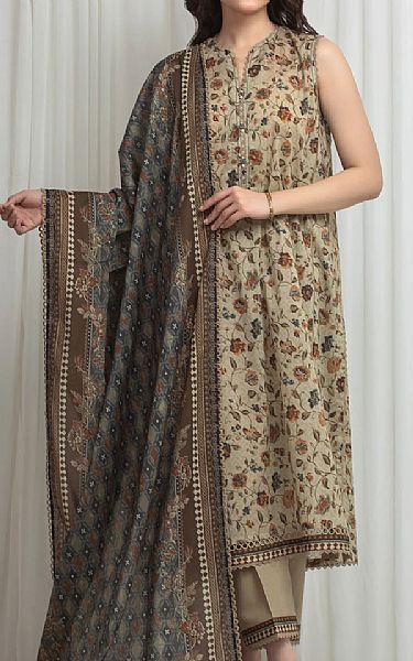 Edenrobe Beige Lawn Suit | Pakistani Lawn Dress in USA- Image 1