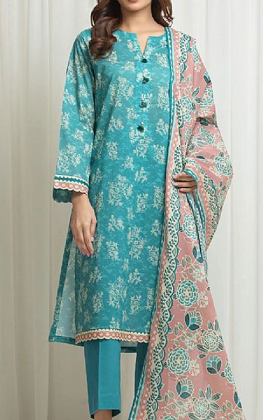 Edenrobe Dark Turquoise Lawn Suit | Pakistani Lawn Dress in USA- Image 1