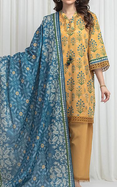 Edenrobe Mustard Lawn Suit | Pakistani Lawn Dress in USA- Image 1