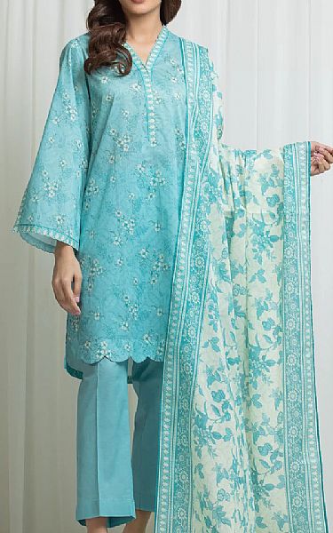 Edenrobe Turquoise Lawn Suit | Pakistani Lawn Dress in USA- Image 1