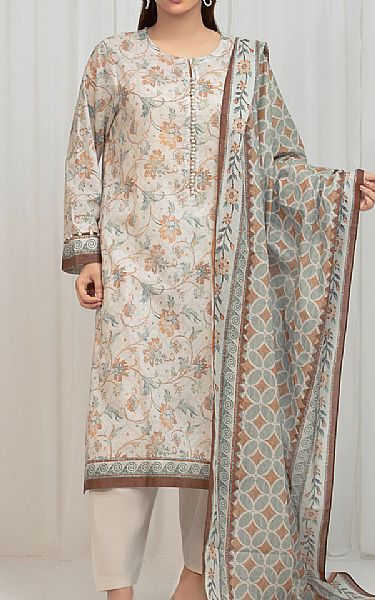 Edenrobe Ivory/Grey Lawn Suit | Pakistani Lawn Dress in USA- Image 1
