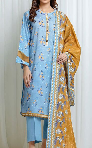 Edenrobe Cornflower Blue Lawn Suit | Pakistani Lawn Dress in USA- Image 1