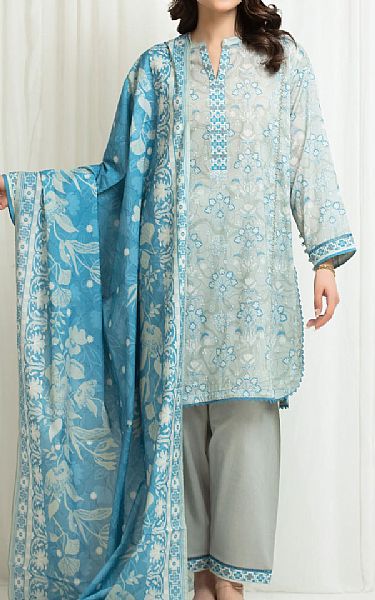 Edenrobe Light Grey Lawn Suit | Pakistani Lawn Dress in USA- Image 1