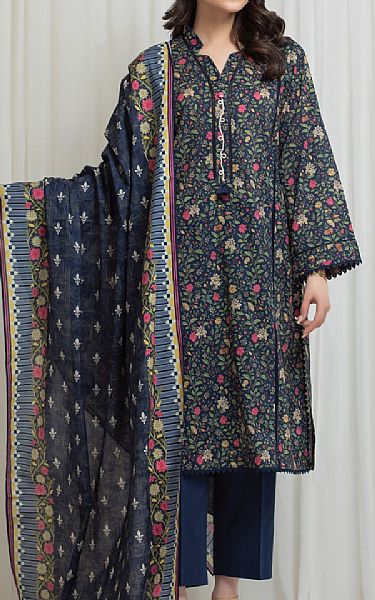 Edenrobe Navy Blue Lawn Suit | Pakistani Lawn Dress in USA- Image 1