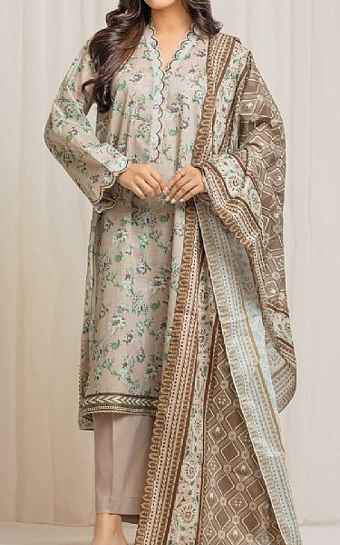 Edenrobe Beige Lawn Suit | Pakistani Lawn Dress in USA- Image 1