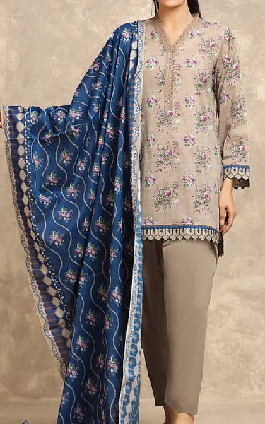 Edenrobe Beige Lawn Suit | Pakistani Lawn Dress in USA- Image 1