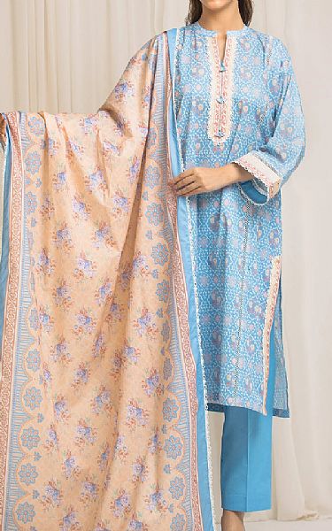 Edenrobe Blue/Peach Lawn Suit | Pakistani Lawn Dress in USA- Image 1