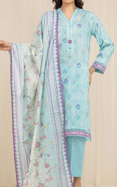 Edenrobe Pale Aqua Lawn Suit | Pakistani Lawn Dress in USA- Image 1