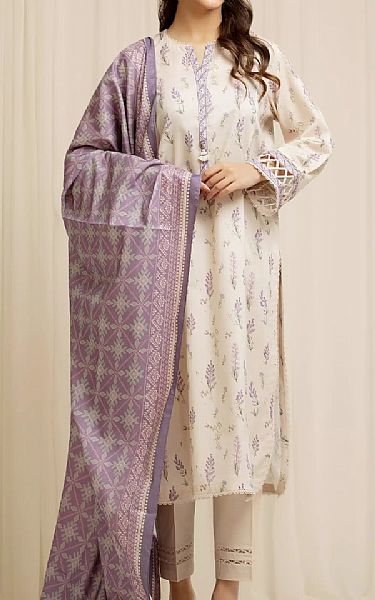 Edenrobe Ivory/Lilac Lawn Suit | Pakistani Lawn Dress in USA- Image 1