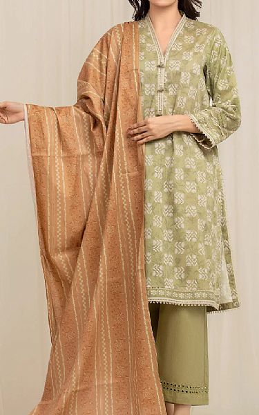 Edenrobe Olive/Peach Lawn Suit | Pakistani Lawn Dress in USA- Image 1